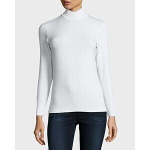 Majestic Filatures Deluxe Soft Touch Mock Neck Long Sleeve Top White Sz 1 US 4